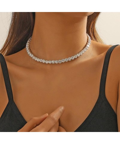 Tennis Necklaces for Women Rhinestone Choker Necklace Rose Gold Choker Necklace Crystal Choker Necklace for Girls Bridal Jewe...