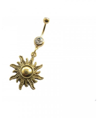 Ancient Gold Sun Belly Button Ring,Sun Navel Ring,Belly Button Jewelry, Stainless Steel Belly Button Ring,Belly Button Pierci...