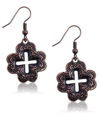 Rustic Couture's Western Concho Earrings for Women Cowgirl Dangling Turquoise Cross Earring Jewelry Gifts A-Bronze $10.43 Ear...