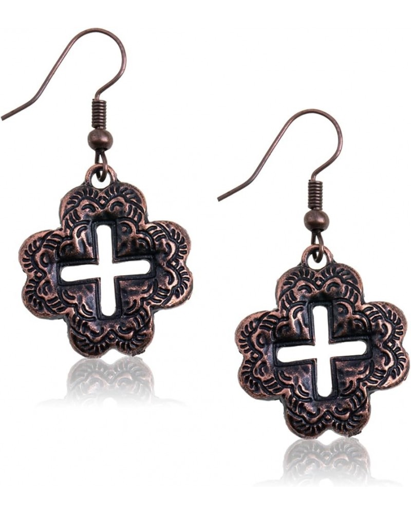 Rustic Couture's Western Concho Earrings for Women Cowgirl Dangling Turquoise Cross Earring Jewelry Gifts A-Bronze $10.43 Ear...