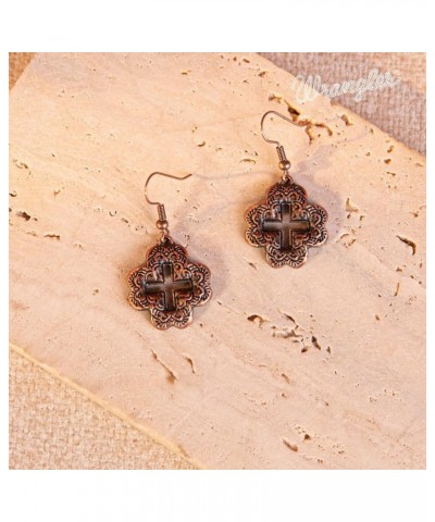 Rustic Couture's Western Concho Earrings for Women Cowgirl Dangling Turquoise Cross Earring Jewelry Gifts A-Bronze $10.43 Ear...