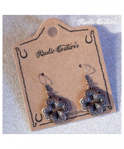 Rustic Couture's Western Concho Earrings for Women Cowgirl Dangling Turquoise Cross Earring Jewelry Gifts A-Bronze $10.43 Ear...