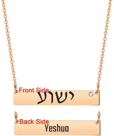 SHNIAN Hebrew Women's Personalized Jewish Necklace Stainless Steel Polished with Cubic Zircon, Free Engraved for Women, Wife,...