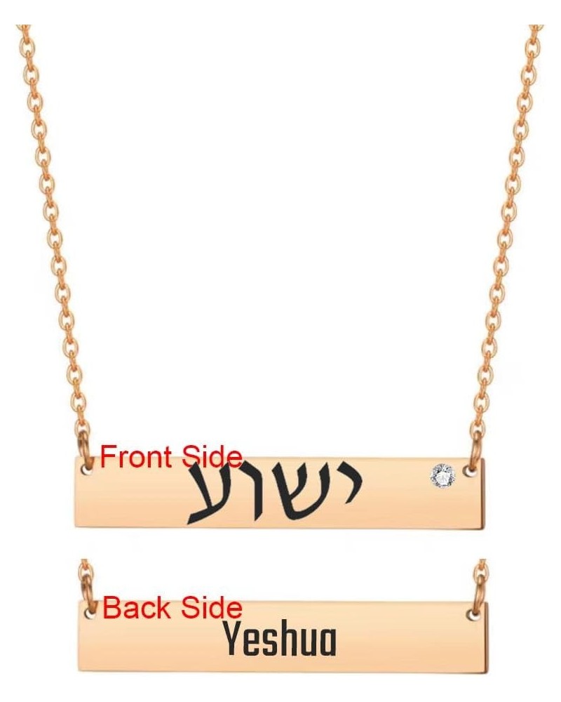 SHNIAN Hebrew Women's Personalized Jewish Necklace Stainless Steel Polished with Cubic Zircon, Free Engraved for Women, Wife,...