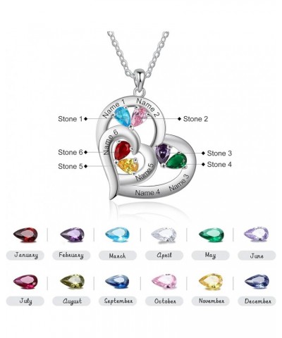 Personalized Heart Necklace for Mother Daughter with 1-6 Birthstones Names Necklace for Mom Necklace with Kids Names Birthsto...