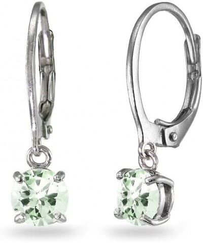 Sterling Silver Green Amethyst 6mm Round Dangle Dainty Leverback Earrings, 3 Metal Options Silver $16.95 Earrings