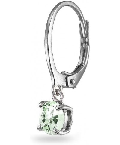 Sterling Silver Green Amethyst 6mm Round Dangle Dainty Leverback Earrings, 3 Metal Options Silver $16.95 Earrings