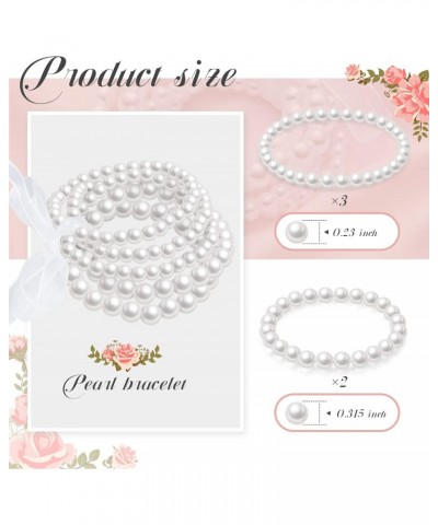 10 Pieces Faux Pearl Bracelet Set, Beaded Stretch Bracelet, Stackable Bracelet Sets for Women Bridal Party Wedding 1920 Acces...