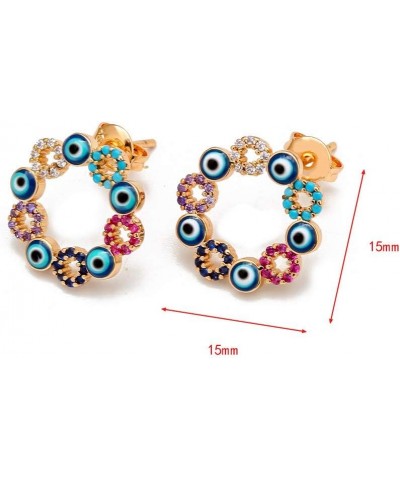 Dainty Evil Eye Flower Stud Earrings Cubic Zirconia Crystal Turkish Lucky Amulet for Women Girls Protection Jewelry $6.23 Ear...