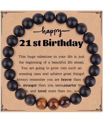 21st/30th/40th/50th/60th/60th/70th Birthday Gift for Women Men Boy Girl Teen Elastic Rope Black Onyx Tiger Eye Natural Stone ...