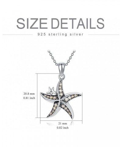 Starfish Necklace Sterling Silver Cubic Zirconia CZ Starfish Ocean Beach Pendant for Women Beach Necklace Jewelry Birthday Gi...