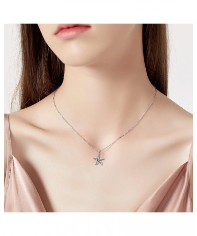 Starfish Necklace Sterling Silver Cubic Zirconia CZ Starfish Ocean Beach Pendant for Women Beach Necklace Jewelry Birthday Gi...