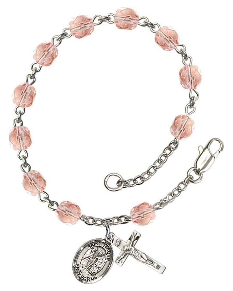 October Birth Month Bead Rosary Bracelet with Patron Saint Petite Charm, 7 1/2 Inch Saint Fiacre $38.81 Bracelets