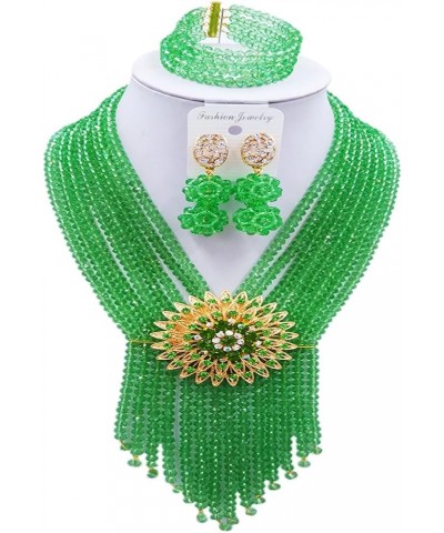 8 Rows Costume African Beads Nigerian Necklace Bridal Wedding Jewelry Sets for Women … Light Geen $24.29 Jewelry Sets