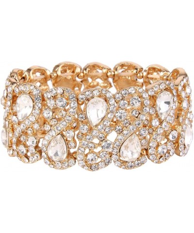 Women's Austrian Crystal Costume Teardrop 8-Shaped Knot Elastic Stretch Bracelet Clear Gold-Tone $9.20 Bracelets