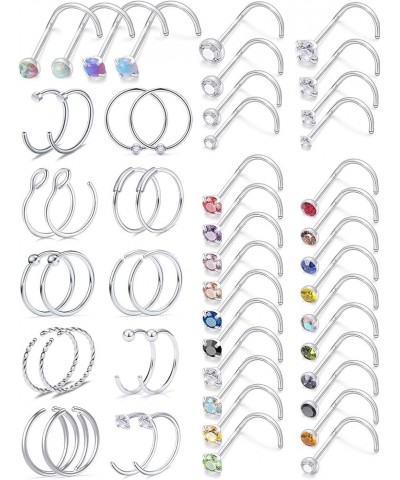 18G 20G Nose Rings for Women Surgical Steel Nose Rings Hoops Nose Piercing Jewelry,L Shaped NOSE RINGS, CorkScrew Nose Ring S...