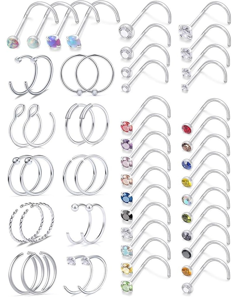 18G 20G Nose Rings for Women Surgical Steel Nose Rings Hoops Nose Piercing Jewelry,L Shaped NOSE RINGS, CorkScrew Nose Ring S...