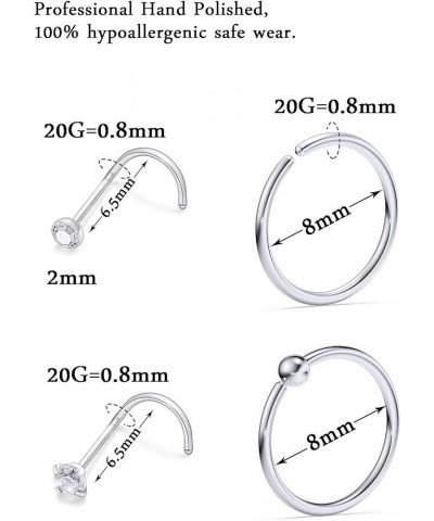 18G 20G Nose Rings for Women Surgical Steel Nose Rings Hoops Nose Piercing Jewelry,L Shaped NOSE RINGS, CorkScrew Nose Ring S...