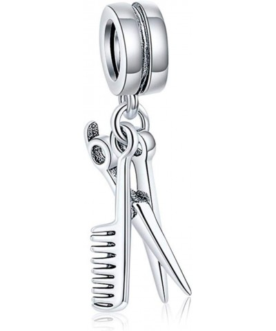 Hairdresser Hair Scissor Comb Salon Hairstylist Pendant Bead 925 Sterling Silver for Pandora & Similar Charm Bracelets or Nec...