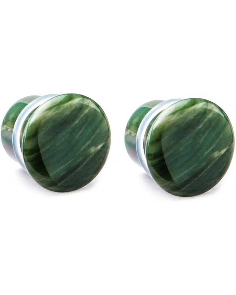 Green Lined Jasper Natural Stone Single Flared with Clear Silicone O-Ring Plugs, Sold as a Pair 11.2mm (7/16") $10.20 Body Je...