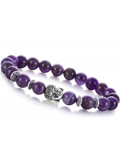 Buddha 8mm Beaded Bracelet for Women Men Gemstone Chakra Bracelet Jewelry for Birthday Gifts Amethyst $11.00 Bracelets