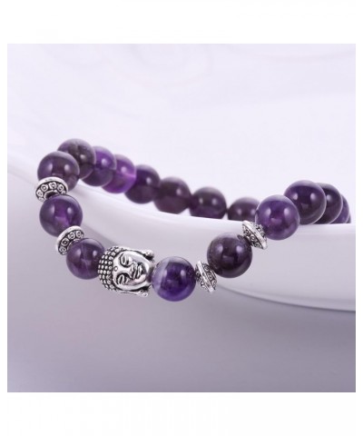 Buddha 8mm Beaded Bracelet for Women Men Gemstone Chakra Bracelet Jewelry for Birthday Gifts Amethyst $11.00 Bracelets