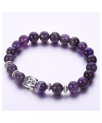 Buddha 8mm Beaded Bracelet for Women Men Gemstone Chakra Bracelet Jewelry for Birthday Gifts Amethyst $11.00 Bracelets