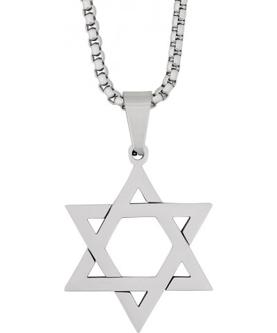 Stainless Steel Hexagram Six Pointed Star Pendant Necklace, Box Chain, Jewish Israel Jewelry Gift for Men and Women 1A $8.69 ...