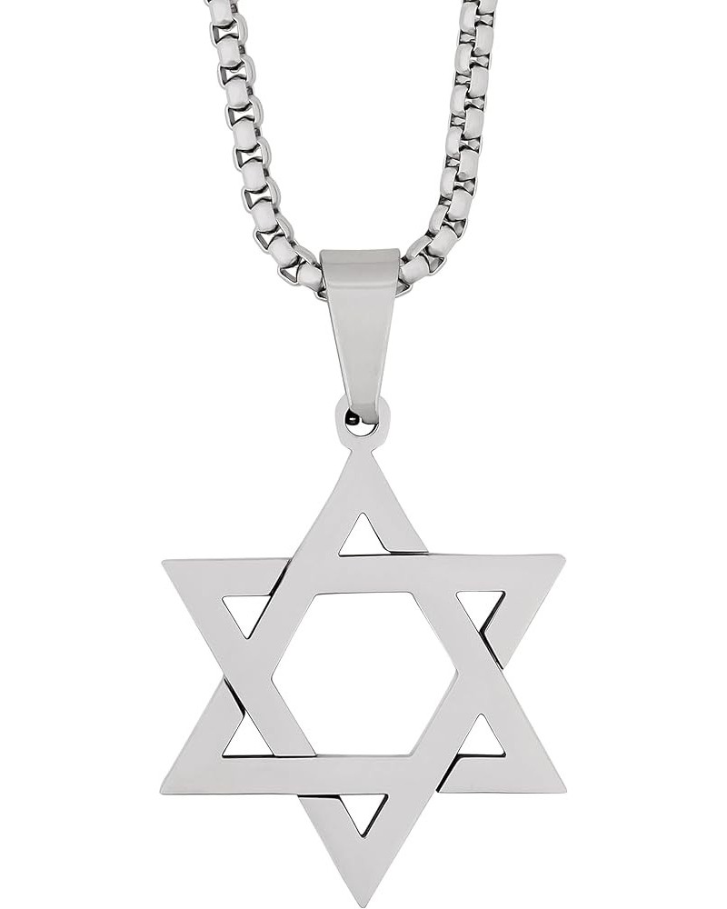 Stainless Steel Hexagram Six Pointed Star Pendant Necklace, Box Chain, Jewish Israel Jewelry Gift for Men and Women 1A $8.69 ...