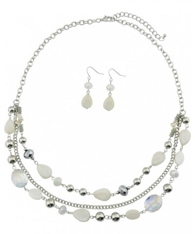 Multilayer Colored Glaze Shell Beads Statement Women Chain Necklace (NK-10060) white $7.94 Necklaces