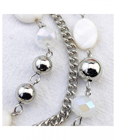 Multilayer Colored Glaze Shell Beads Statement Women Chain Necklace (NK-10060) white $7.94 Necklaces