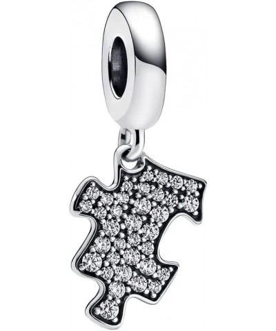 Bellestory Sparkling Puzzle Piece Dangle Charm Sterling Silver Crystal Bead for Women European Bracelet Necklace Autism Charm...