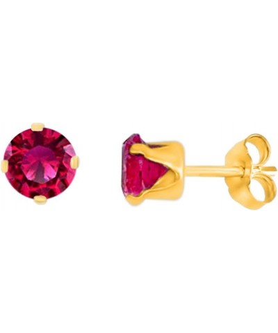 Round Shape Simulated Pink Sapphire Solitaire Stud Earrings In 14K Gold Over Sterling Silver Yellow Gold Plated Silver $10.03...