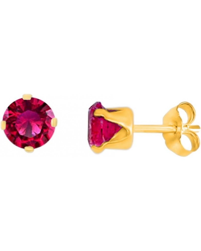 Round Shape Simulated Pink Sapphire Solitaire Stud Earrings In 14K Gold Over Sterling Silver Yellow Gold Plated Silver $10.03...