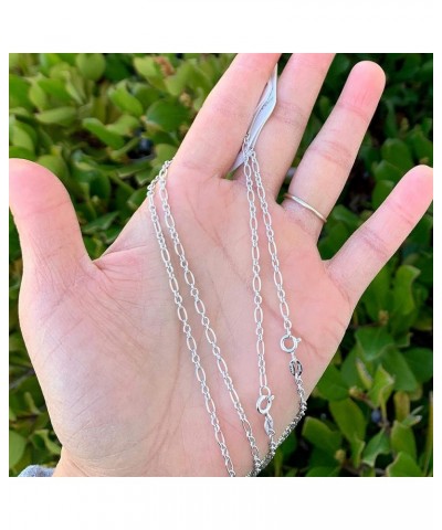 1pc Authentic 925 Sterling Silver 2.7mm Long Short Oval Link Chain Necklace Tarnish Resistant Hypoallergenic Nickel Free Wome...