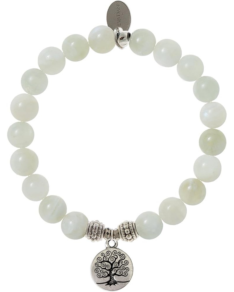 Natural Moonstone Gemstone Rope Bead Tree of Life Charm Stretch Bracelet 9.0 Inches $16.91 Bracelets