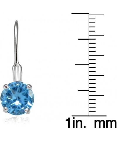 Sterling Silver Simulated Gemstone 7mm Round Solitaire Leverback Earrings Simulated Blue Topaz $15.59 Earrings