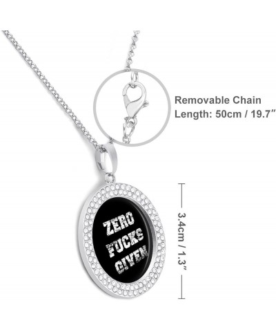 Zero Fucks Given Funny Necklace Alloy Diamond Circle Pendant Jewelry Gold Silver for Men Women silver-style $10.06 Necklaces