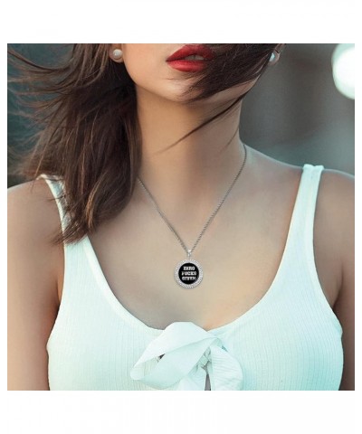 Zero Fucks Given Funny Necklace Alloy Diamond Circle Pendant Jewelry Gold Silver for Men Women silver-style $10.06 Necklaces