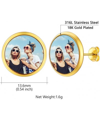 Personalized Picture Earrings for Women Stainless Steel/Gold Plated Heart/Disc Stud/Dangle Locket Photo Earrings Custom Memor...