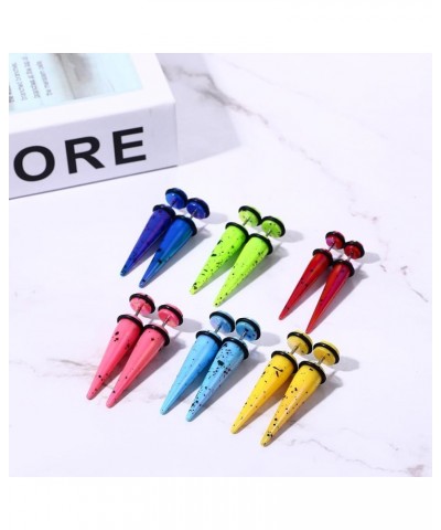 12PCS Stainless Steel Fake Taper Earrings for Men Women Fake Illusion Tunnel Cheater Spike Earrings Fake Plug Earrings Pierci...