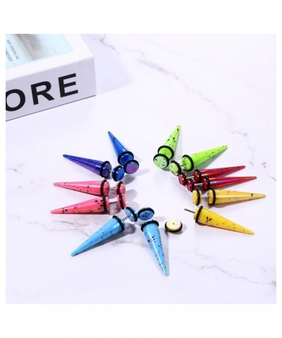 12PCS Stainless Steel Fake Taper Earrings for Men Women Fake Illusion Tunnel Cheater Spike Earrings Fake Plug Earrings Pierci...