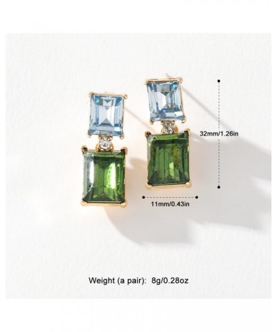 New Super Flash 3 Color Square Large Rhinestone Drop Earrings Fashion Simple Colorful Lever Back Earrings for Women Jewelry G...