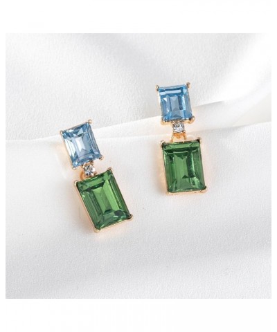 New Super Flash 3 Color Square Large Rhinestone Drop Earrings Fashion Simple Colorful Lever Back Earrings for Women Jewelry G...