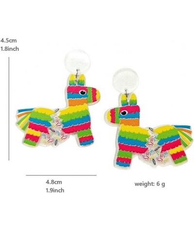 2 Pairs Mexican Earrings For Women, Fiesta Earrings, Acrylic Happy Cactus Sandwich Guitar Rainbow Horse Hat Cute Cinco De May...