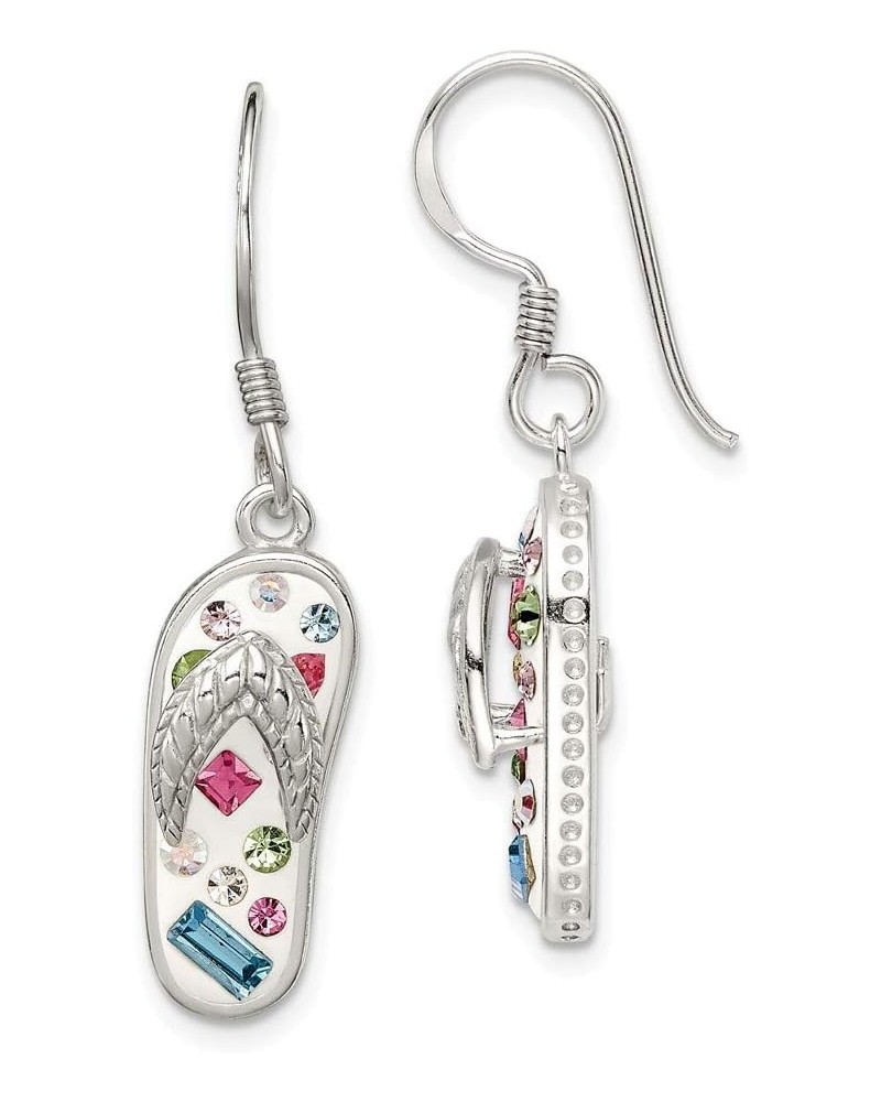 Sterling Silver Stellux Crystal Multi-Color/White Flip Flop Earrings $40.81 Earrings