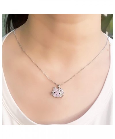 Amethyst Kitty Cat Butterfly Cubic Zirconia Gold Pendant Necklace Gifts for Girls Women Mom Grandma Christmas Valentine Birth...