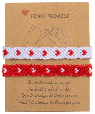 Heart Friendship Bracelets Pinky Promise Pink Best Friends Distance Matching for Women Girl Valentine Couple Family White&Red...