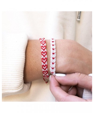 Heart Friendship Bracelets Pinky Promise Pink Best Friends Distance Matching for Women Girl Valentine Couple Family White&Red...