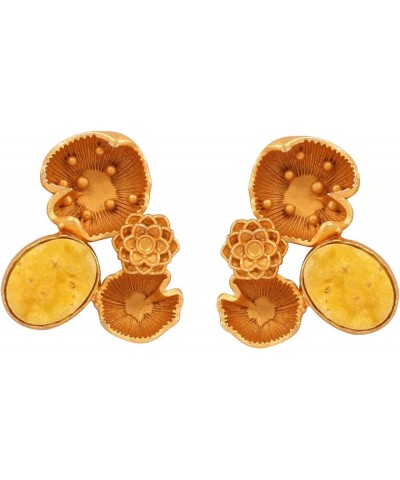 Indian Bollywood Artistic large stud designer Earrings jewelry in Gold or Silver Tone For Women. DJ93 Yellow $11.59 Earrings